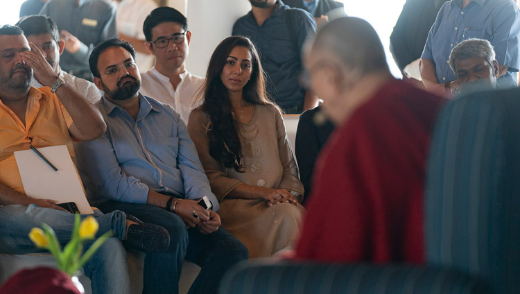 有識者、研究者、外交官たちに向けての講演会で、お話をされるダライ・ラマ法王。2019年 9月 21日、インド、ニューデリー（撮影：テンジン・チュンジョル / 法王庁）